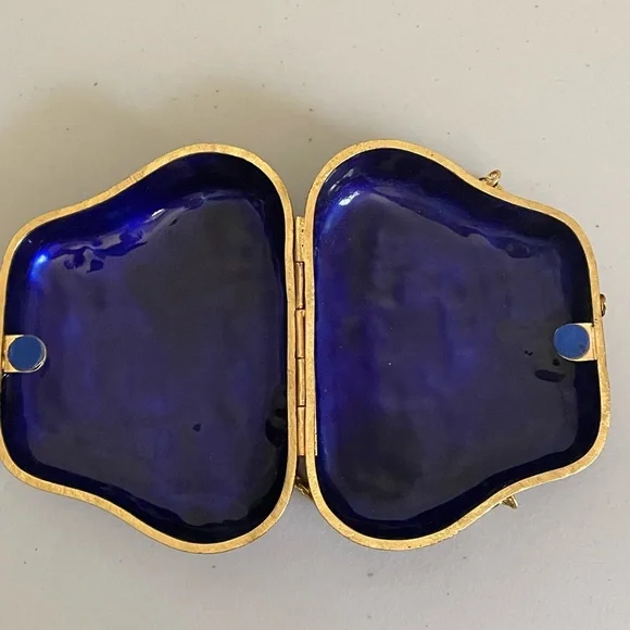 Cloisonné Purse Handbag Trinket Box Black Pink Flowers 3.5" - Picture 8 of 10